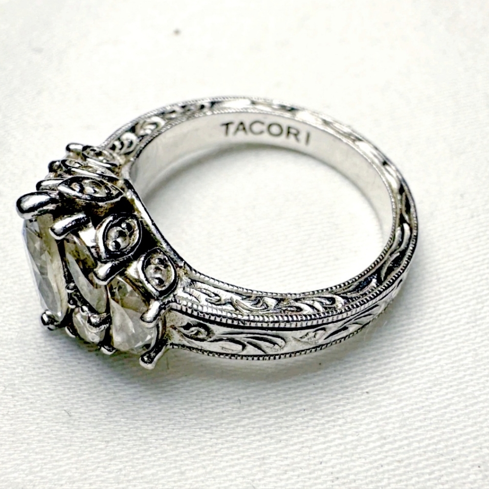 Rare Estate Designer Signed Tacori Marquis Cut Shimmering Absolute Ring - Picture 8 of 11